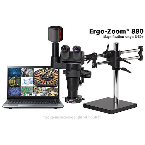 Ergo-Zoom® 880 – 6MP Digital Trinocular Microscope on Ball Bearing Base – ESD Safe