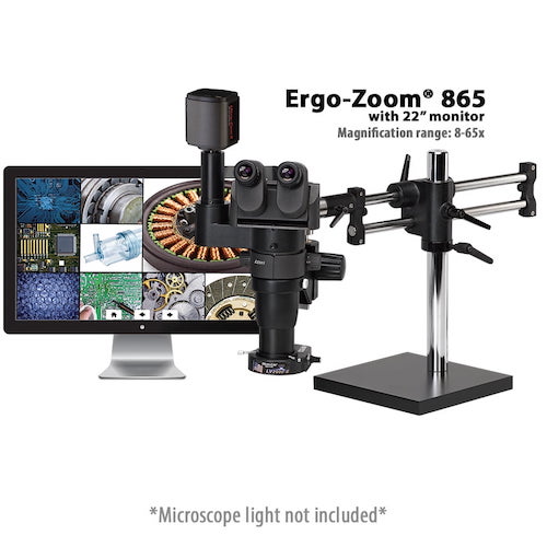 Ergo-Zoom® 865 – 6MP Hybrid HDMI/USB Digital Trinocular on Ball Bearing Base with 22" LED Screen - ESD Safe